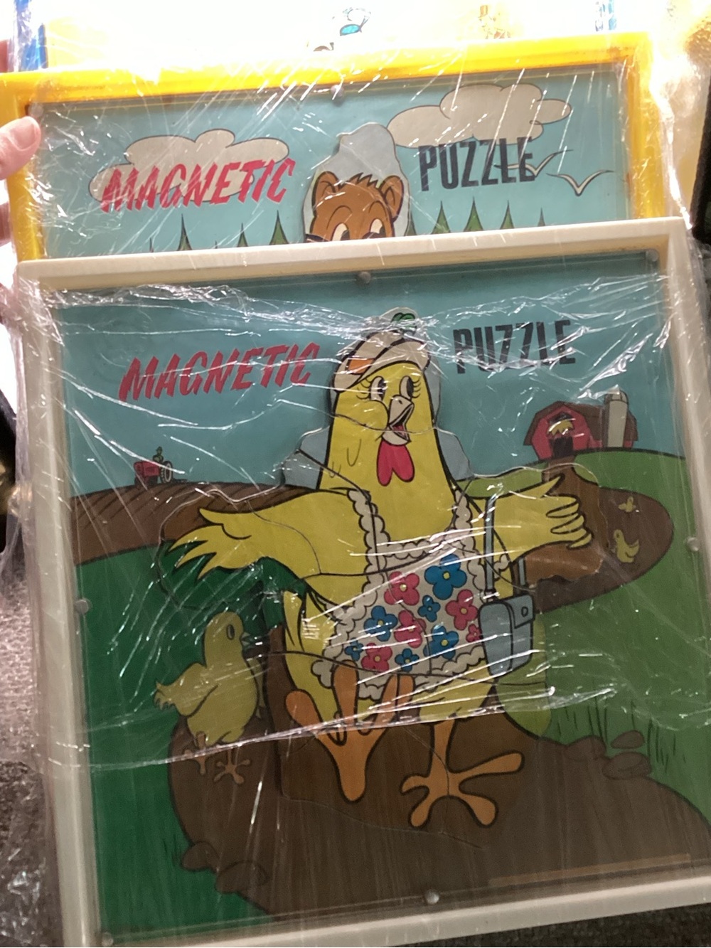 Magnetic Puzzle Set of 3 Chick, Clown, Bear in a Boat 11x11